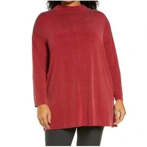 Eileen Fisher Sueded Cupro Funnel Neck Mock Turtleneck Tunic Size XL